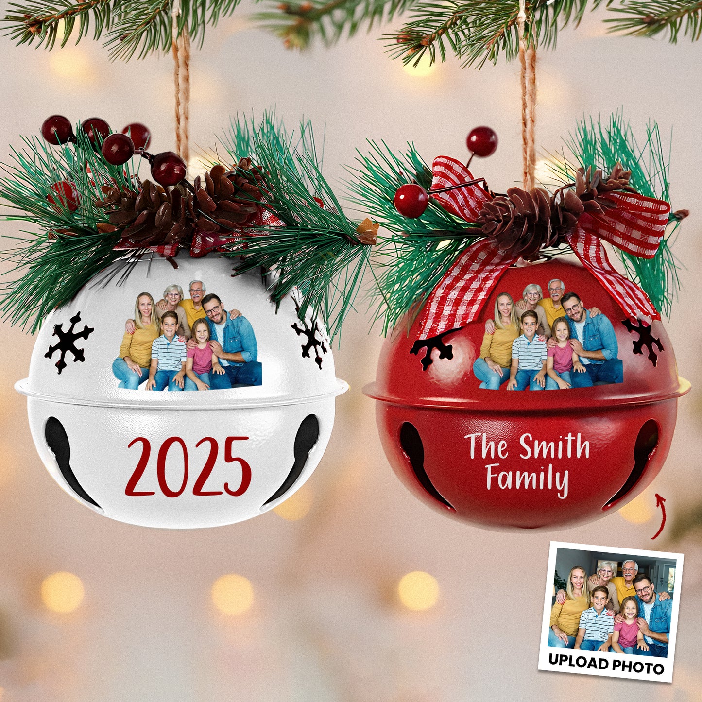 Christmas Gift - Personalized Jingle Bell Photo Ornament
