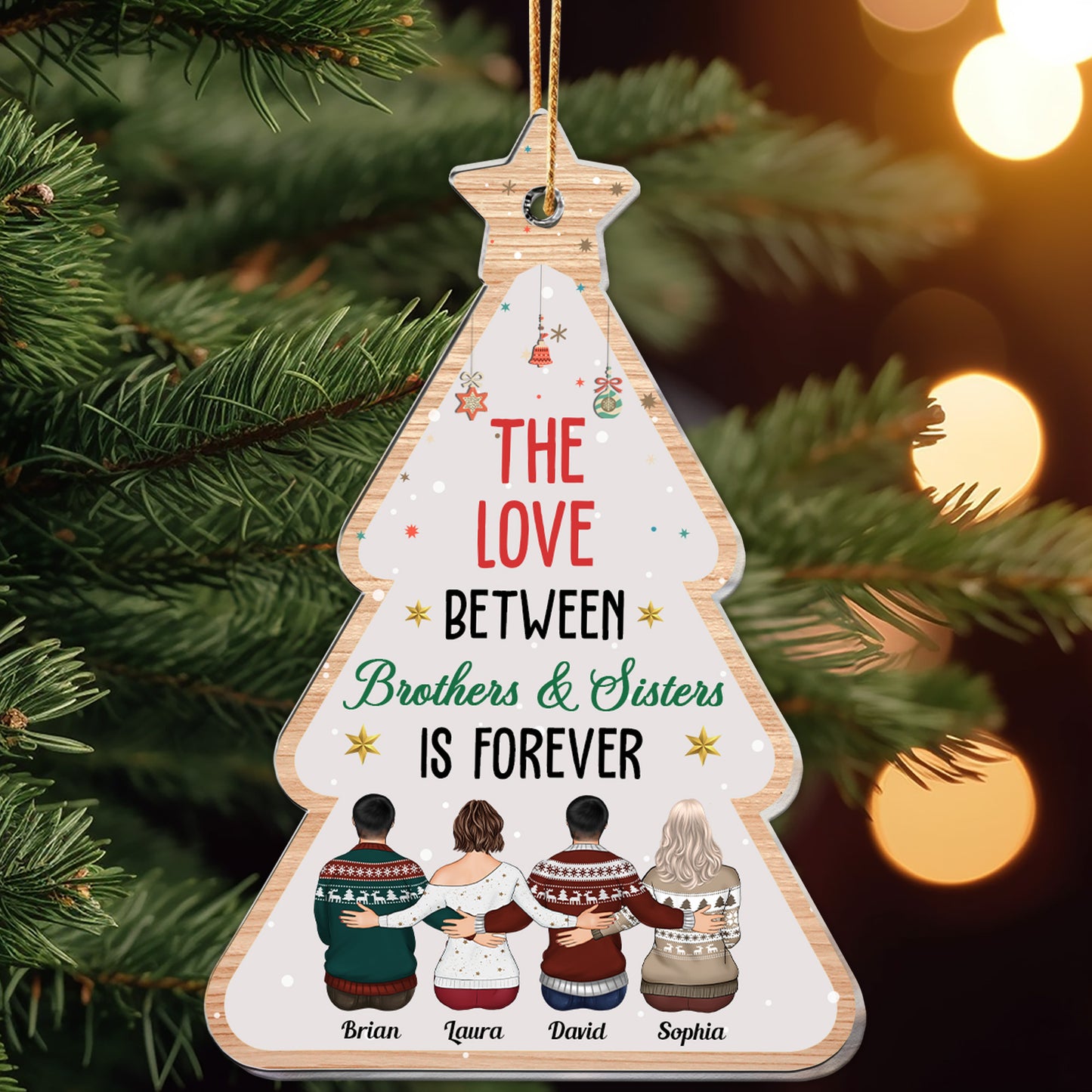 Christmas Gift The Love Between Brothers Sisters - Personalized Acrylic Ornament