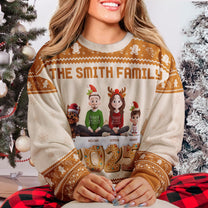 Christmas Gingerbread Family 3D Effect - Personalized Ugly Sweater