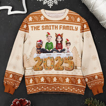 Christmas Gingerbread Family 3D Effect - Personalized Ugly Sweater