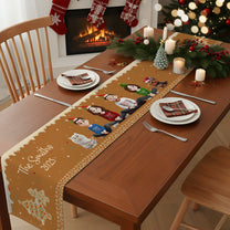 Christmas Gingerbread Family Together - Personalized Table Runner