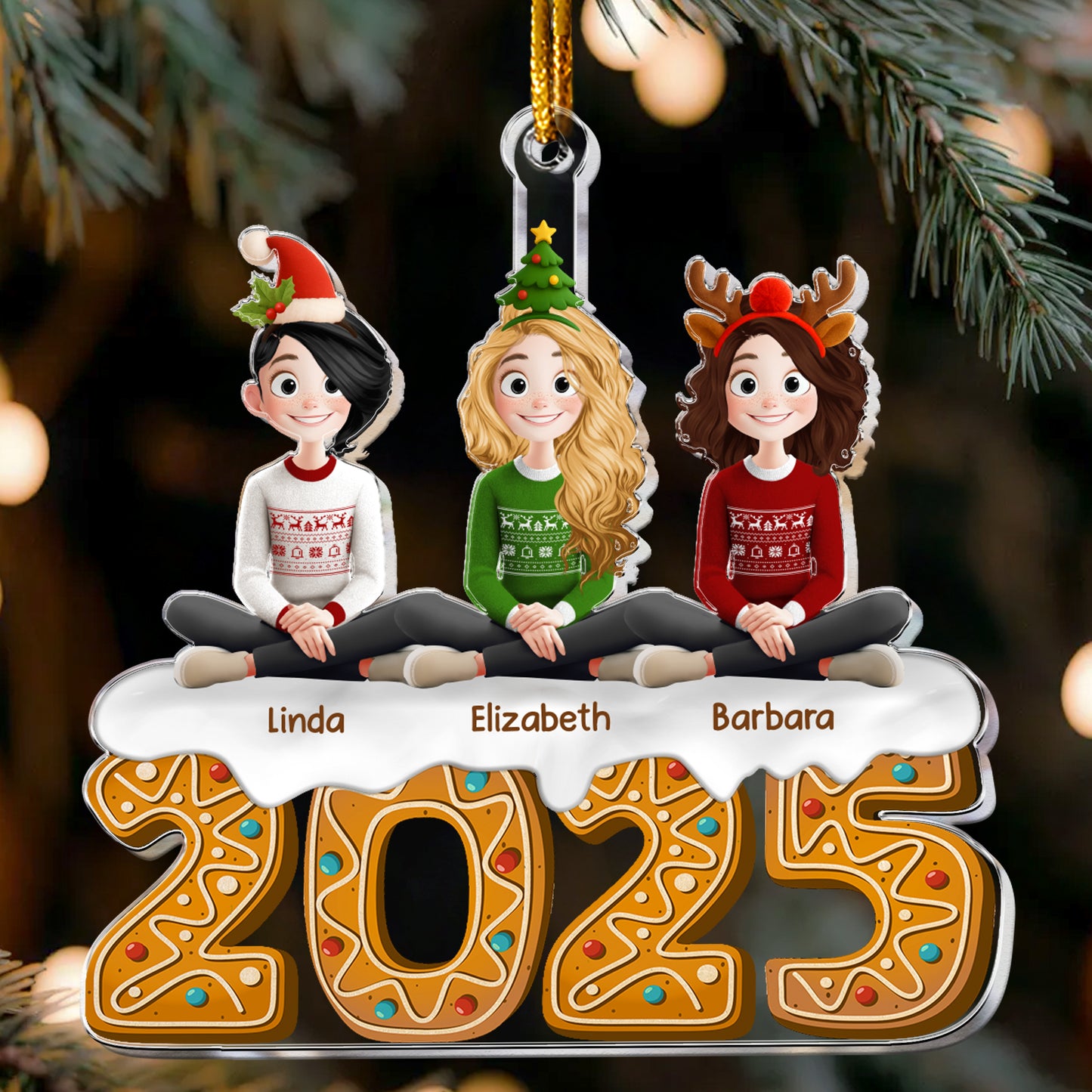 Christmas Gingerbread Friends Together - Christmas Gifts For Friends - Personalized Acrylic Ornament