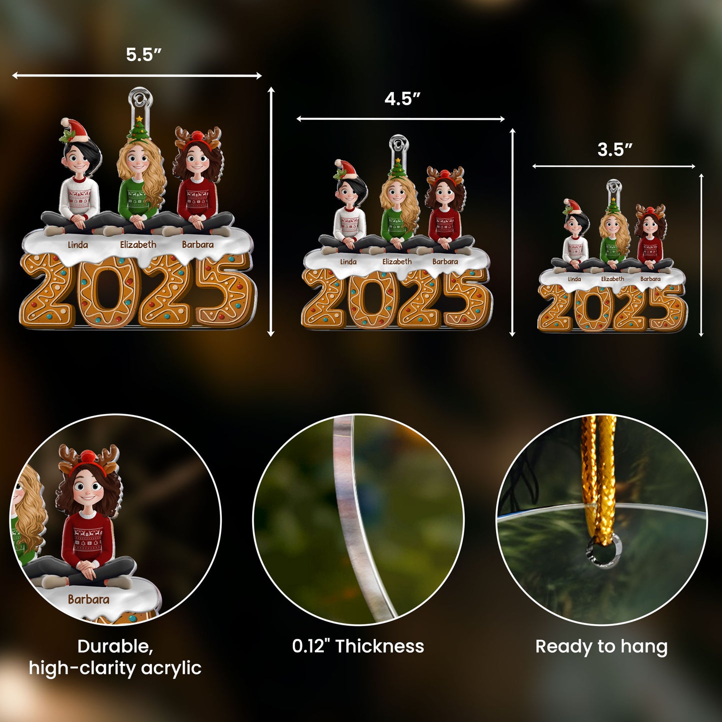 Christmas Gingerbread Friends Together - Christmas Gifts For Friends - Personalized Acrylic Ornament