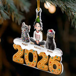 Christmas Gingerbread Girl And Her Cats - Personalized Acrylic Ornament