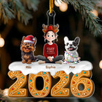 Christmas Gingerbread Girl And Her Dogs - Personalized Acrylic Ornament