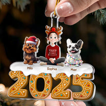 Christmas Gingerbread Girl And Her Dogs - Personalized Acrylic Ornament