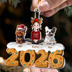 Christmas Gingerbread Girl And Her Dogs - Personalized Acrylic Ornament