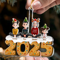 Christmas Gingerbread Grandma & Her Grandkids - Personalized Acrylic Ornament