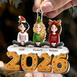 Christmas Gingerbread Grandma & Her Grandkids - Personalized Acrylic Ornament