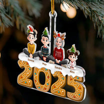 Christmas Gingerbread Grandma & Her Grandkids - Personalized Acrylic Ornament