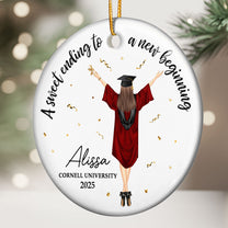 Christmas Graduation Sweet Ending To New Beginning - Personalized Ceramic Ornament