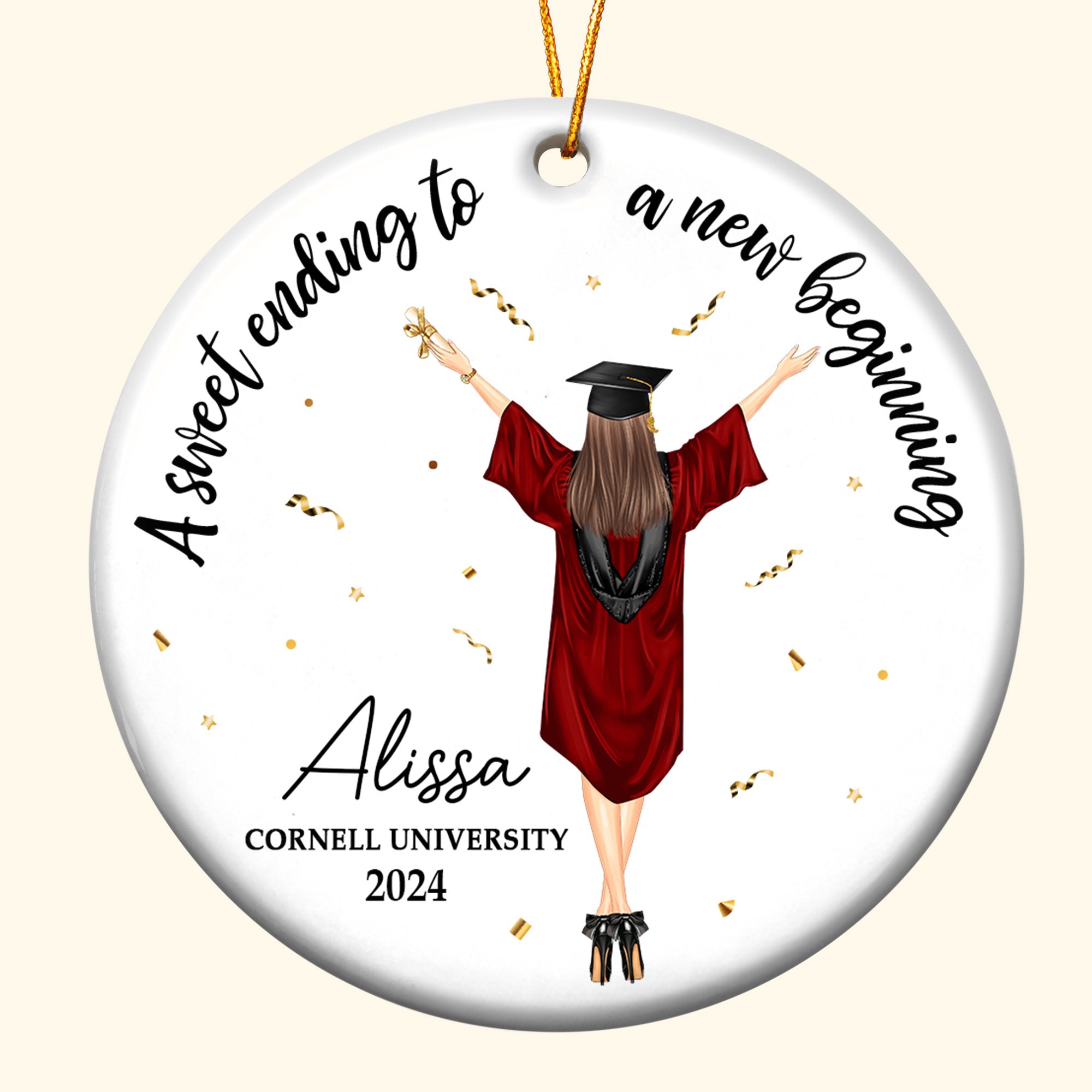 Christmas Graduation Sweet Ending To New Beginning - Personalized Ceramic Ornament