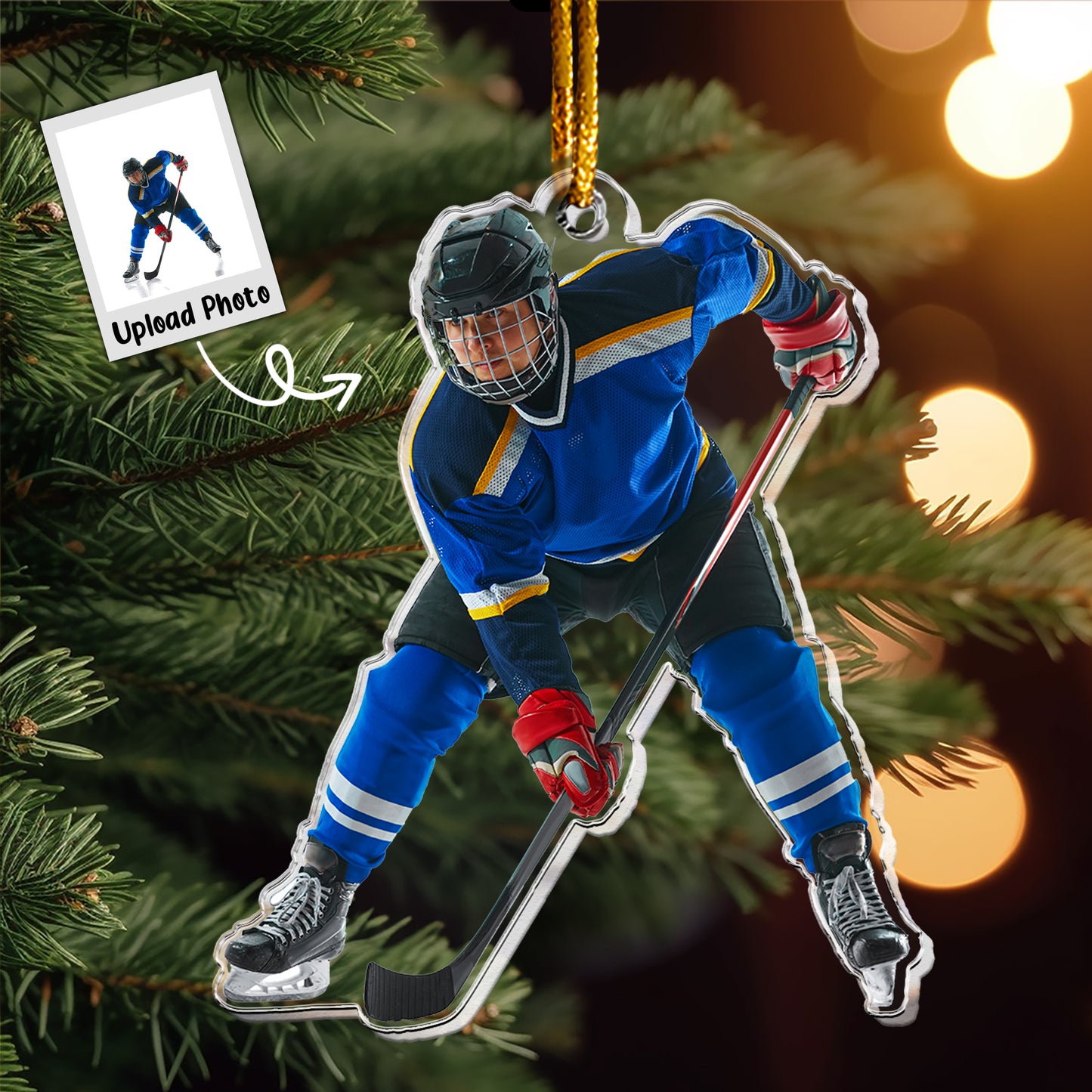 Christmas Ice Hockey Ornament Ice Skating-Personalized Acrylic Photo Ornament