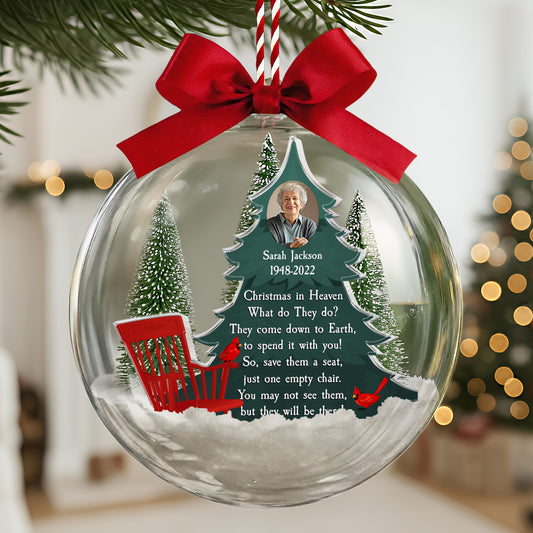 Christmas In Heaven Memorial In Loss Of Loved Ones - Personalized Christmas Ball Photo Ornament
