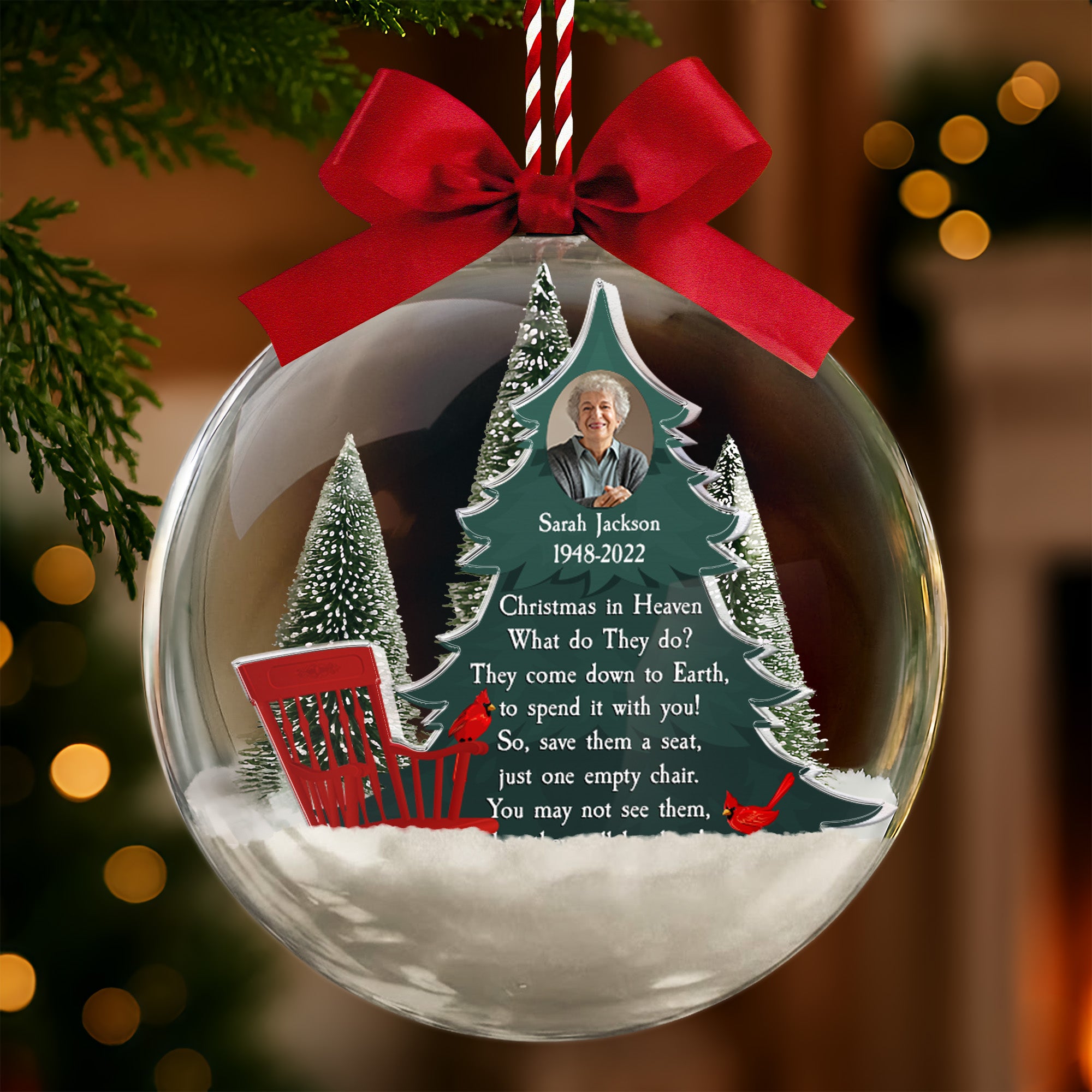 Christmas In Heaven Memorial In Loss Of Loved Ones - Personalized Christmas Ball Photo Ornament