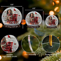 Christmas In Heaven, Cardinal & Rocking Chair - Personalized Acrylic Photo Ornament
