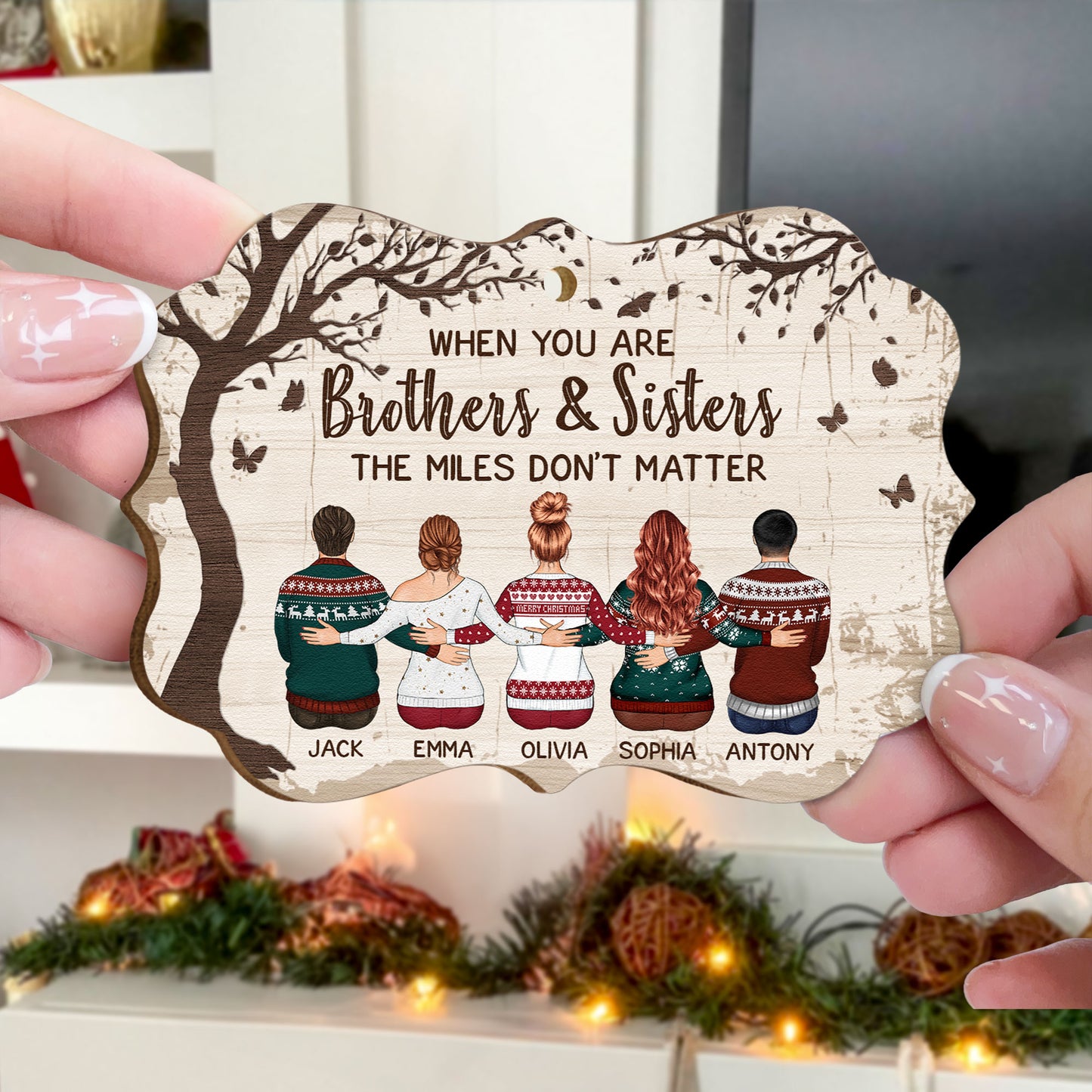 Christmas Is Better With Family, Siblings, Brothers & Sisters - Personalized Wooden Ornament