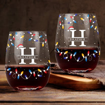 Christmas Led Lights For Family, Friends, Sisters, Wine Party - Personalized Stemless Wine Glass