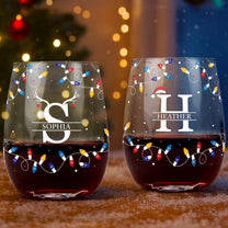 Christmas Led Lights For Family, Friends, Sisters, Wine Party - Personalized Stemless Wine Glass