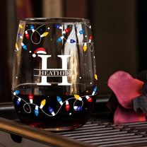 Christmas Led Lights For Family, Friends, Sisters, Wine Party - Personalized Stemless Wine Glass