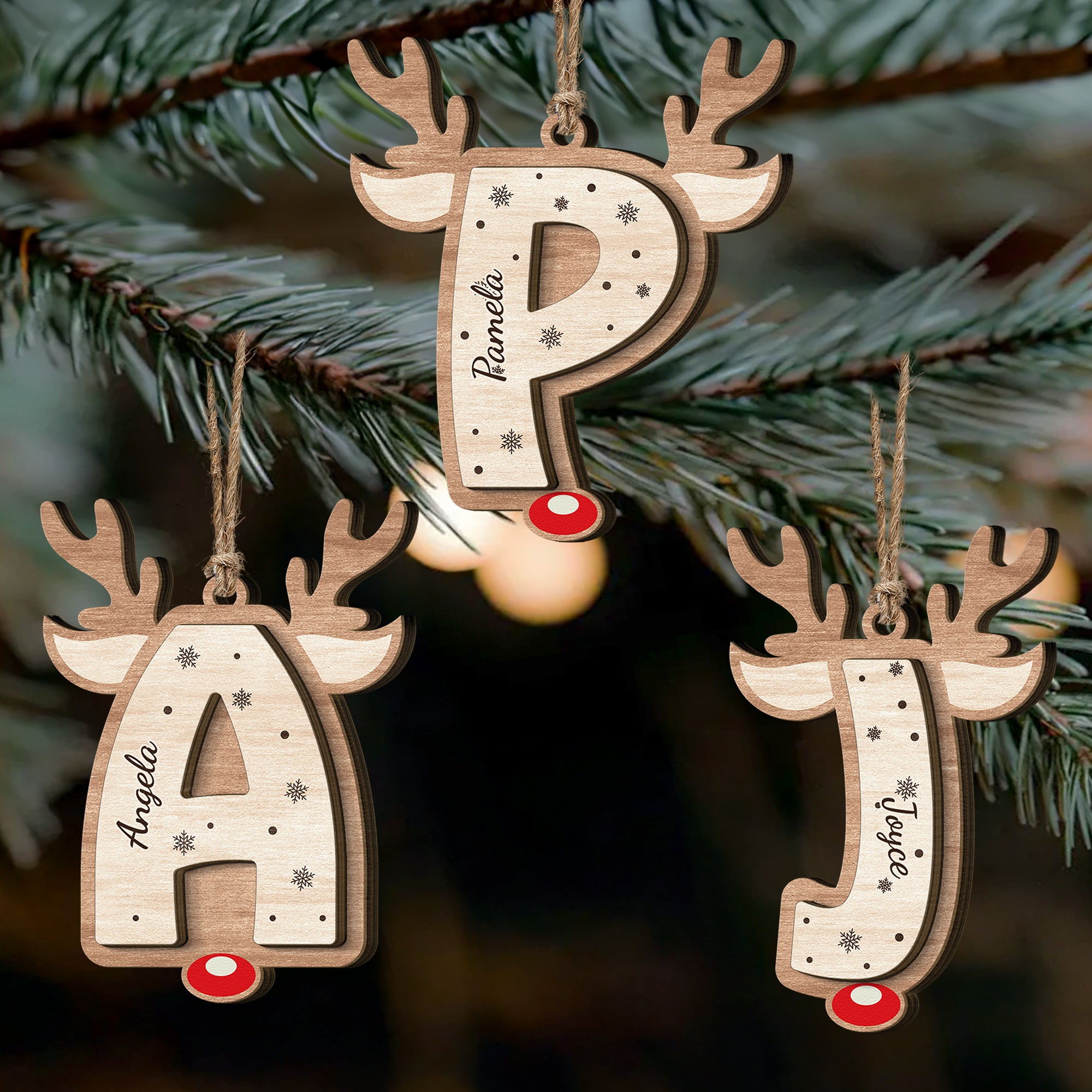 Christmas Letter Reindeer - Personalized Wooden Ornament