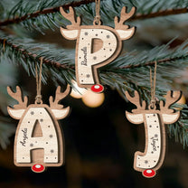 Christmas Letter Reindeer - Personalized Wooden Ornament