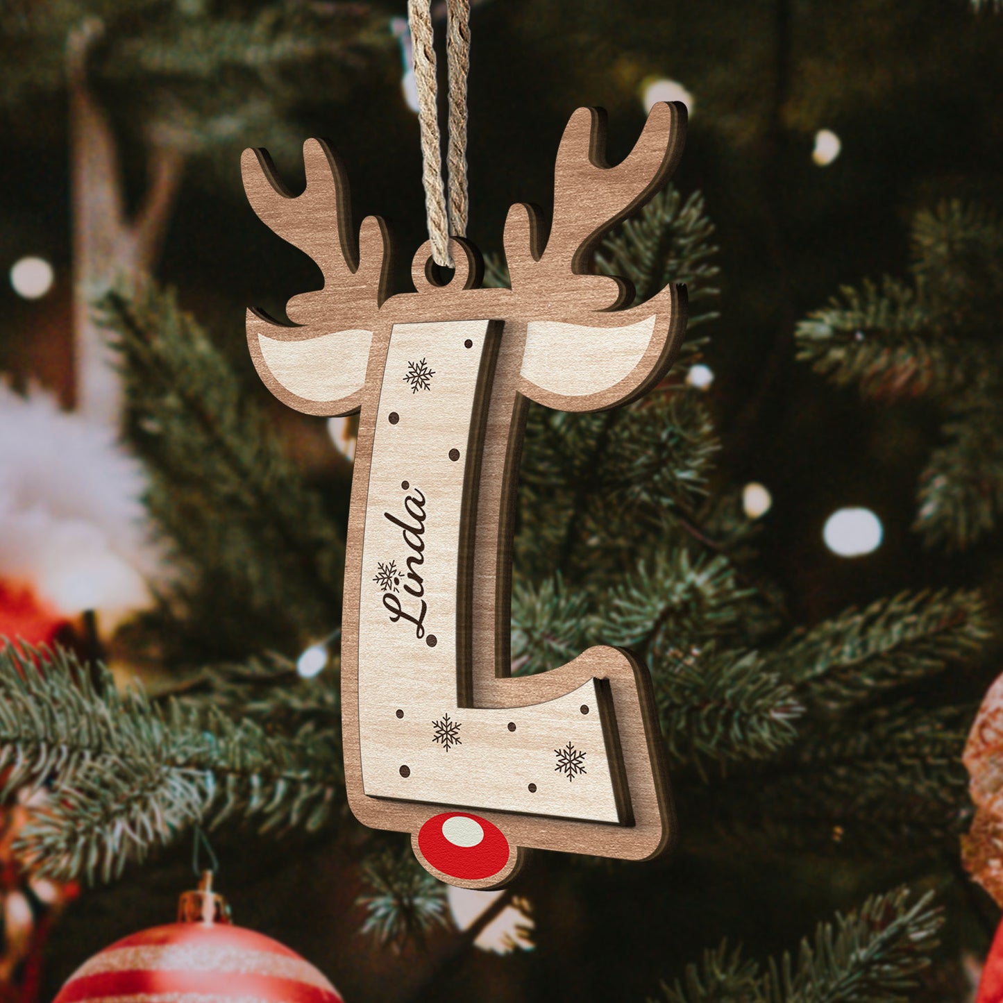 Christmas Letter Reindeer - Personalized Wooden Ornament