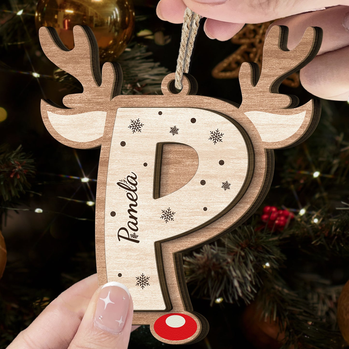 Christmas Letter Reindeer - Personalized Wooden Ornament