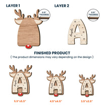 Christmas Letter Reindeer - Personalized Wooden Ornament