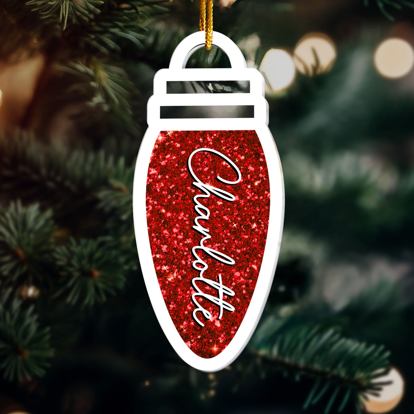 Christmas Light Bulb - Personalized Acrylic Ornament