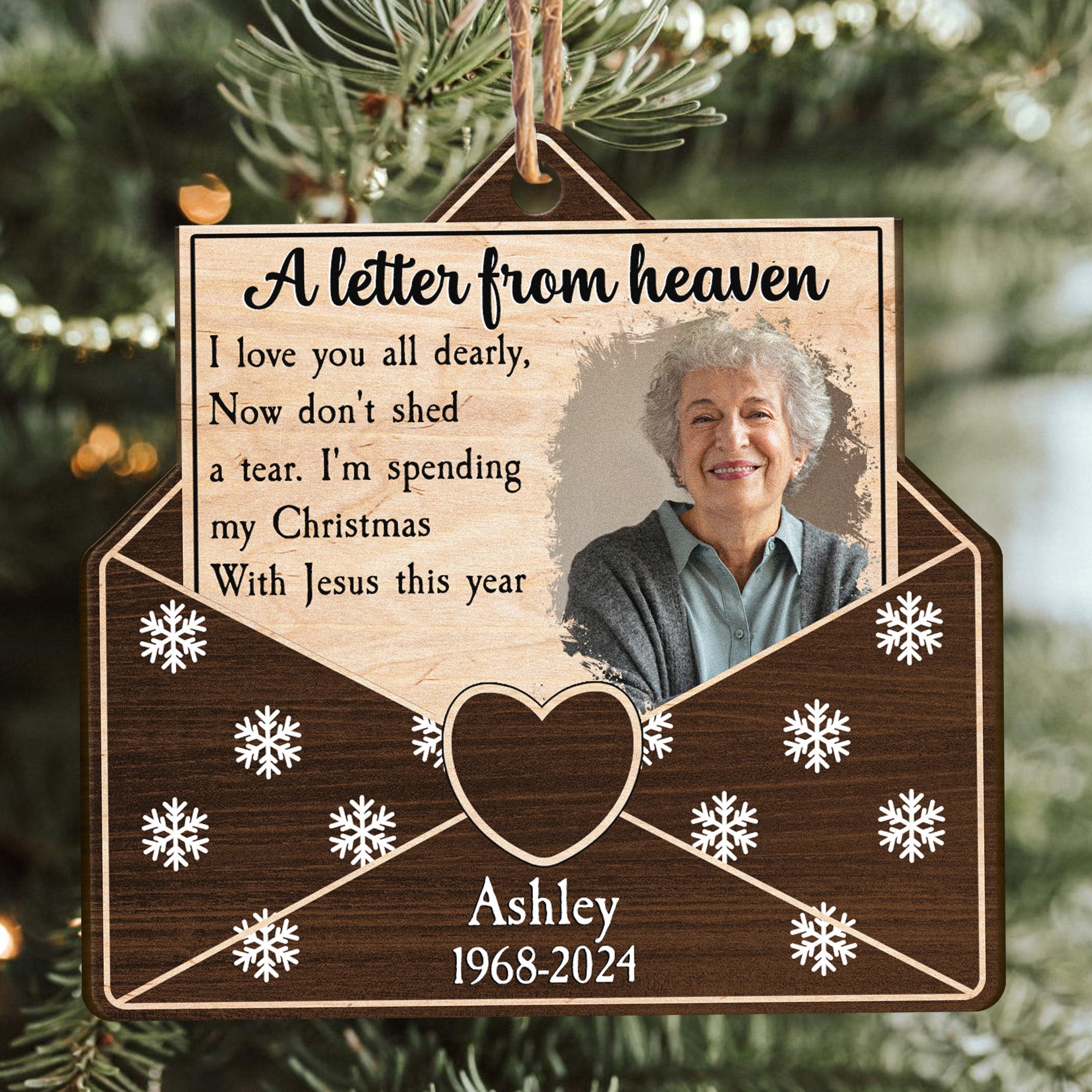 Christmas Memorial A Letter From Heaven - Personalized Wooden Photo Ornament