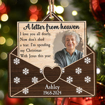 Christmas Memorial A Letter From Heaven - Personalized Wooden Photo Ornament