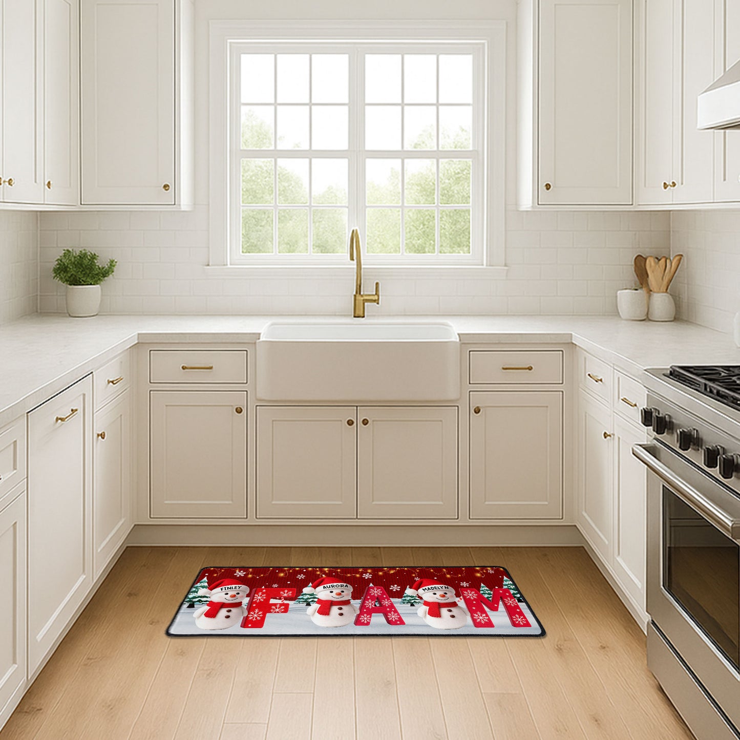 Christmas Name Initial - Personalized Runner Rug
