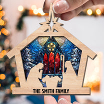 Christmas Nativity Scene For Family - Personalized Suncatcher Ornament