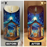 Christmas Nativity Scene - Personalized LED Candle