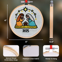 Christmas Nativity Scene - Holy Family - Embroidered Ornament