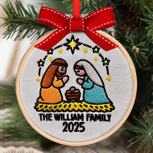 Christmas Nativity Scene - Holy Family - Personalized Embroidered Ornament
