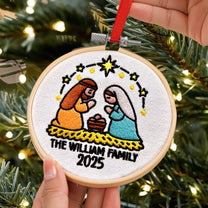 Christmas Nativity Scene - Holy Family - Personalized Embroidered Ornament