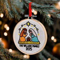Christmas Nativity Scene - Holy Family - Personalized Embroidered Ornament