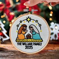 Christmas Nativity Scene - Holy Family - Personalized Embroidered Ornament
