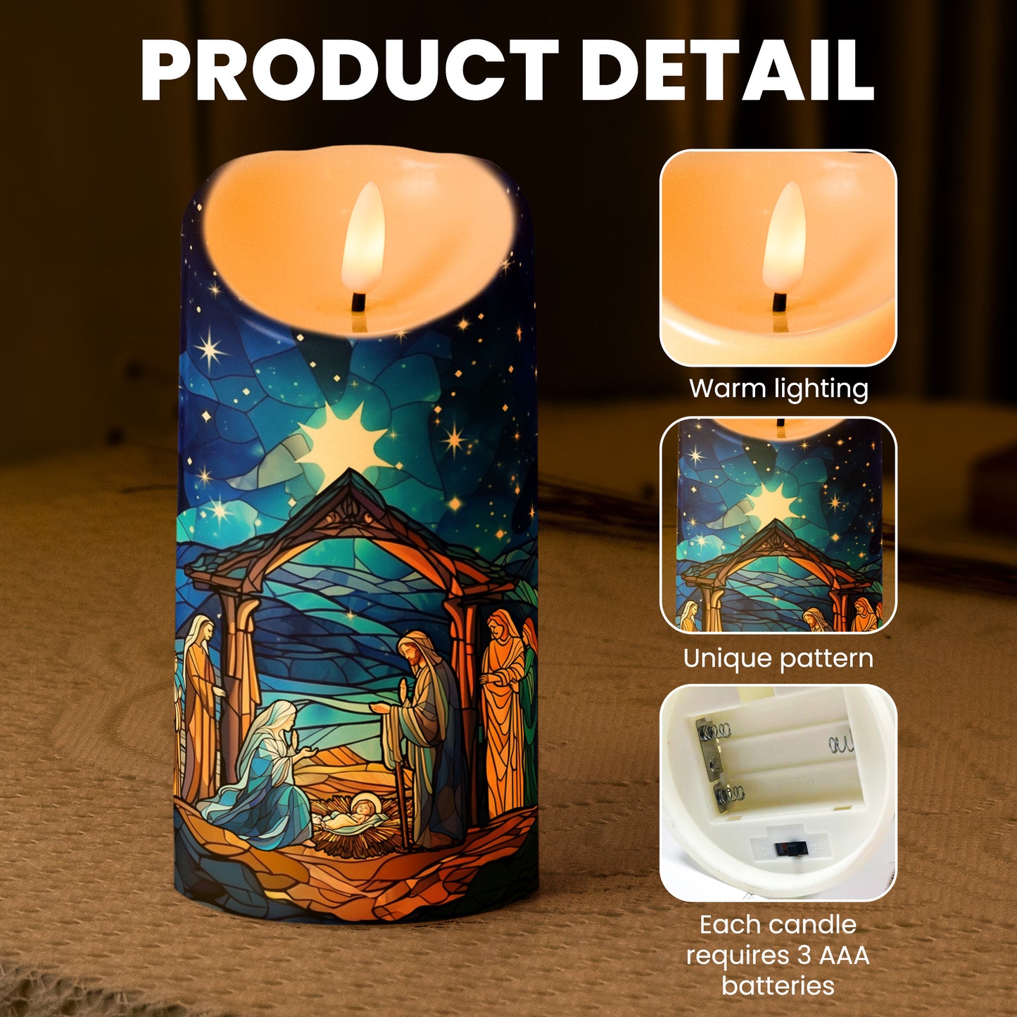 Christmas Nativity Scene - LED Candle