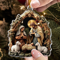 Christmas Nativity Scene Ornament - Birth Of Jesus - Flat Ornament - Personalized Acrylic Ornament