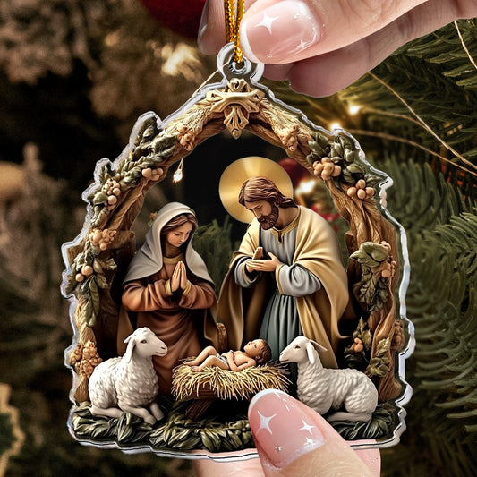 Christmas Nativity Scene Ornament - Birth Of Jesus - Flat Ornament - Personalized Acrylic Ornament