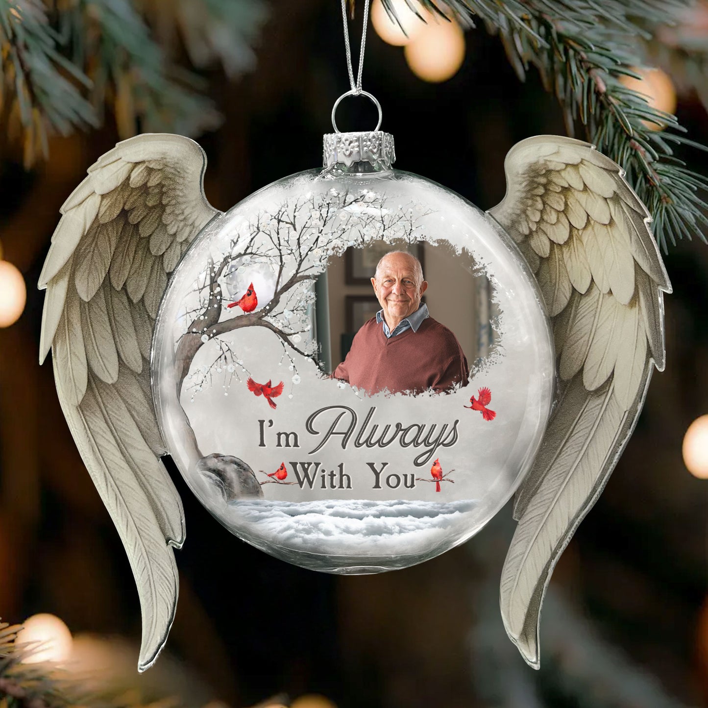 Christmas Ornament I'm Always With You - Personalized Memorial Glass Photo Ornament
