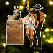 Christmas Ornaments Cowboy Cowgirl Western - Personalized Acrylic Photo Ornament