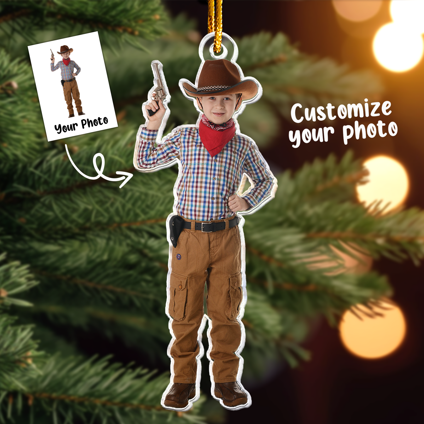 Christmas Ornaments Cowboy Cowgirl Western - Personalized Acrylic Photo Ornament