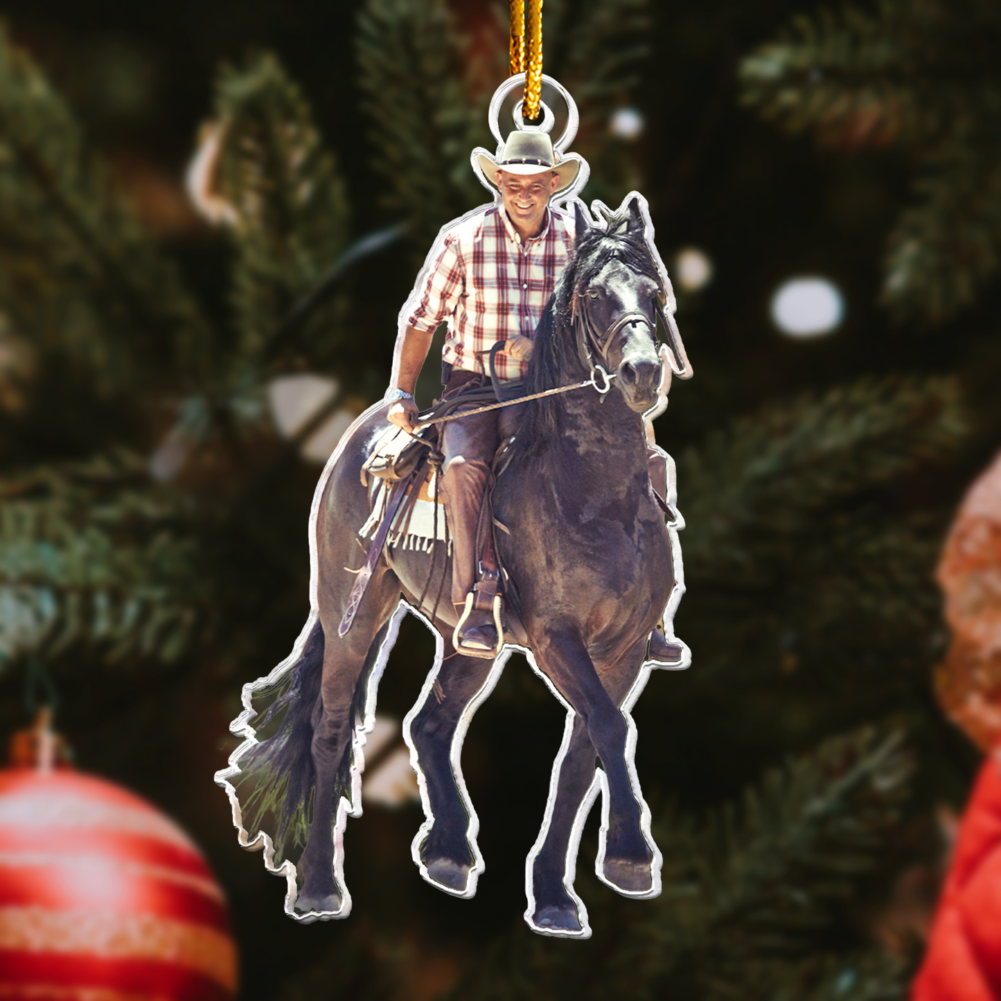 Christmas Ornaments Cowboy Cowgirl Western - Personalized Acrylic Photo Ornament