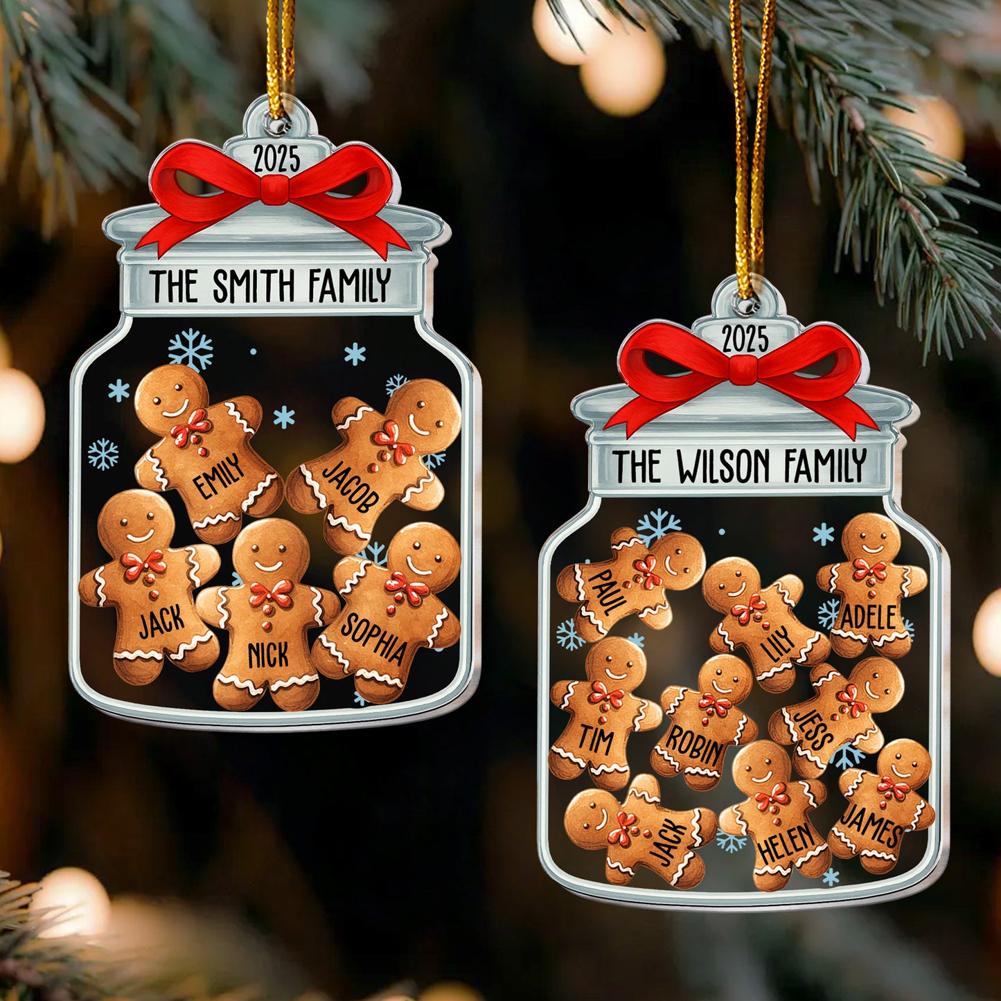 Christmas Ornaments Gingerbread Family Christmas Jar - Personalized Acrylic Ornament