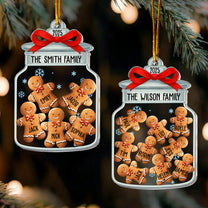 Christmas Ornaments Gingerbread Family Christmas Jar - Personalized Acrylic Ornament