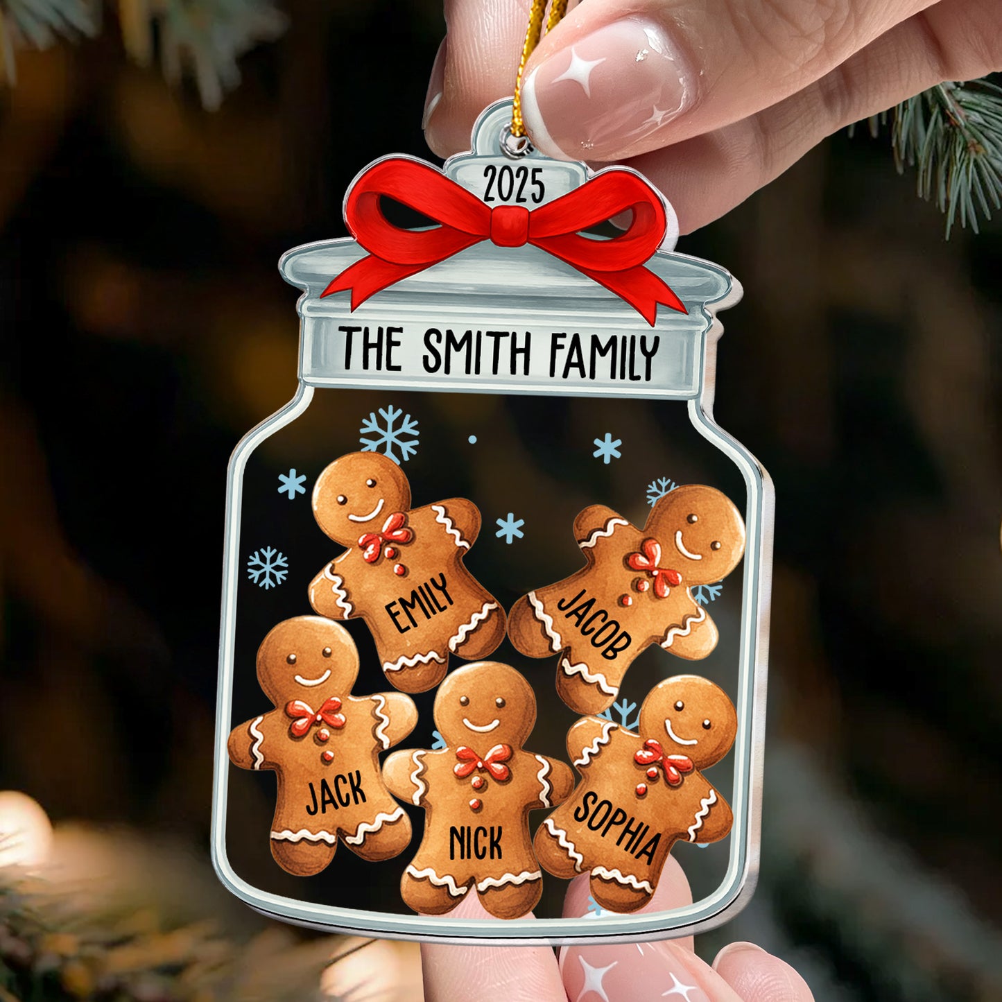 Christmas Ornaments Gingerbread Family Christmas Jar - Personalized Acrylic Ornament